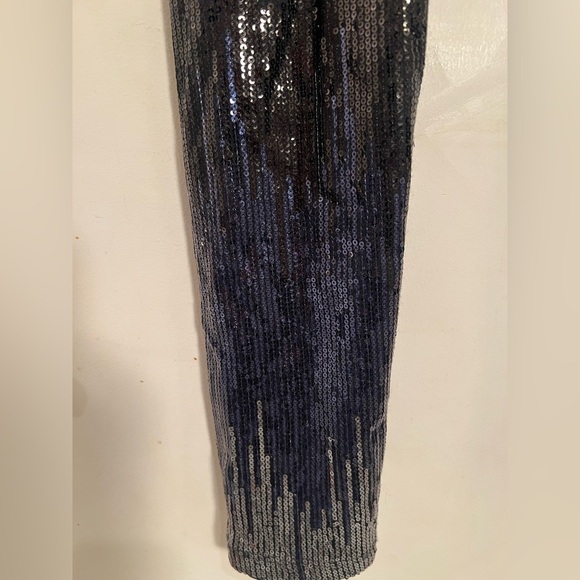 BEBE Sequin Party Leggings – Black, Navy & Silver Glam | Size M - Picture 7 of 11